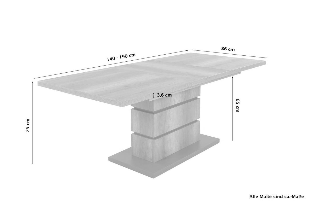Tisch BEA Eiche Artisan Nachbildung anthrazit B/H/T: ca. 140x75x86 cm BEA - Eiche/anthrazit (140,00/75,00/86,00cm) - byLIVING