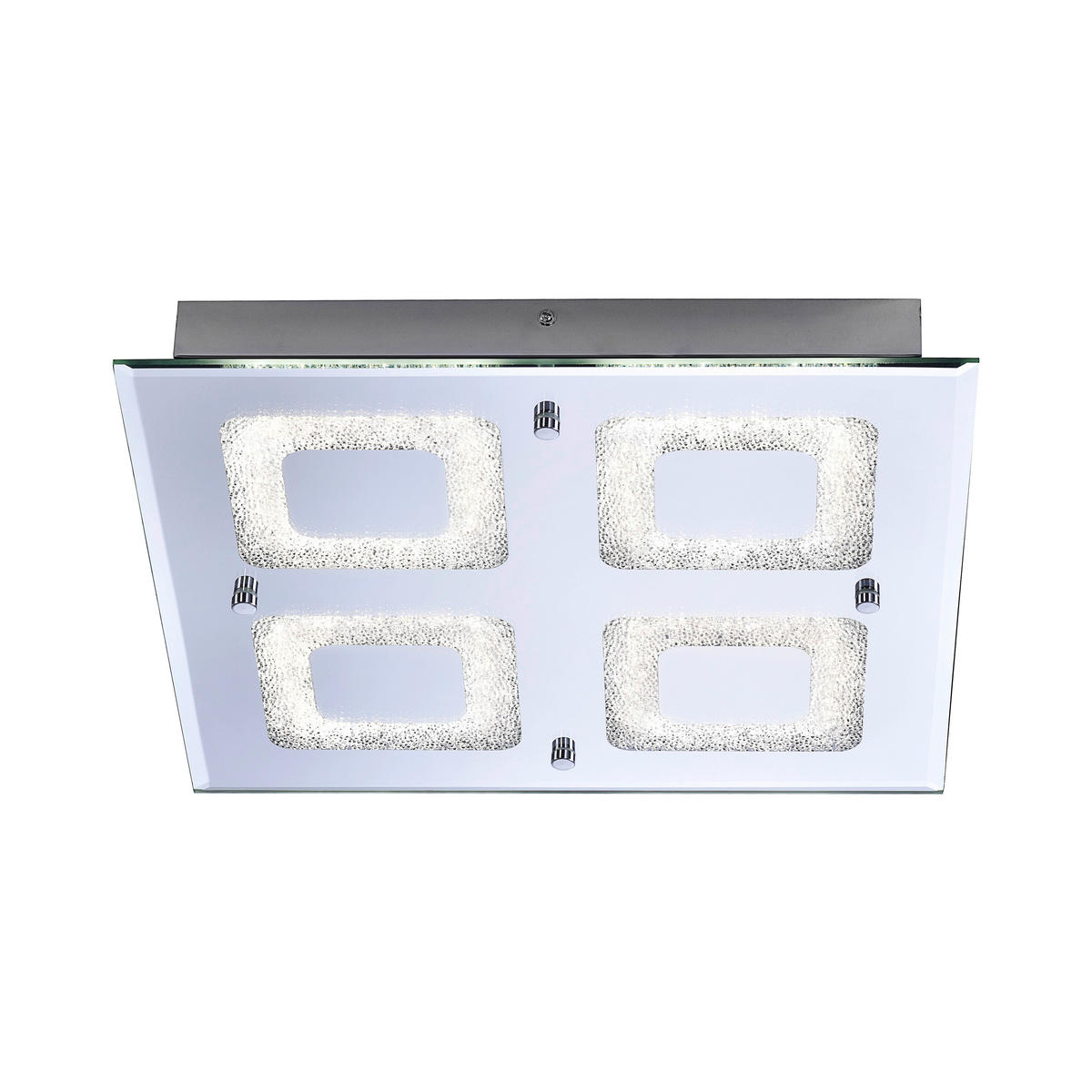 Just Light LED-Deckenleuchte LISA 11572-17 Chrom klar Metall Glas B/H/T: ca. 36x6,3x36 cm 4 Brennstellen LISA - klar/Chrom (36,00/6,30/36,00cm) - Just Light