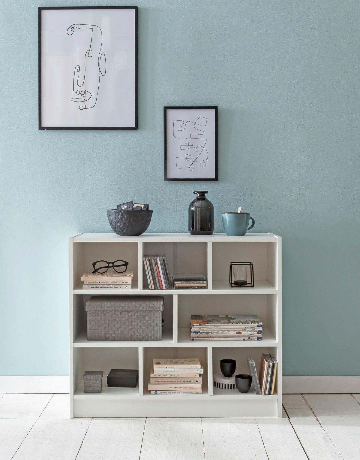 Regal weiß B/H/T: ca. 80x68,5x29,5 cm Bücherregal - weiß (80,00/68,50/29,50cm) - Wohnling