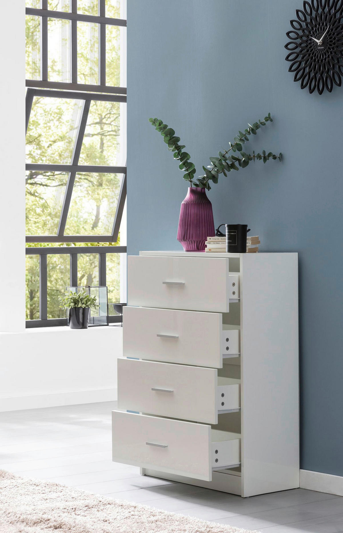 Sideboard weiß B/H/T: ca. 60x90x30 cm Sideboard - weiß (60,00/90,00/30,00cm) - Wohnling
