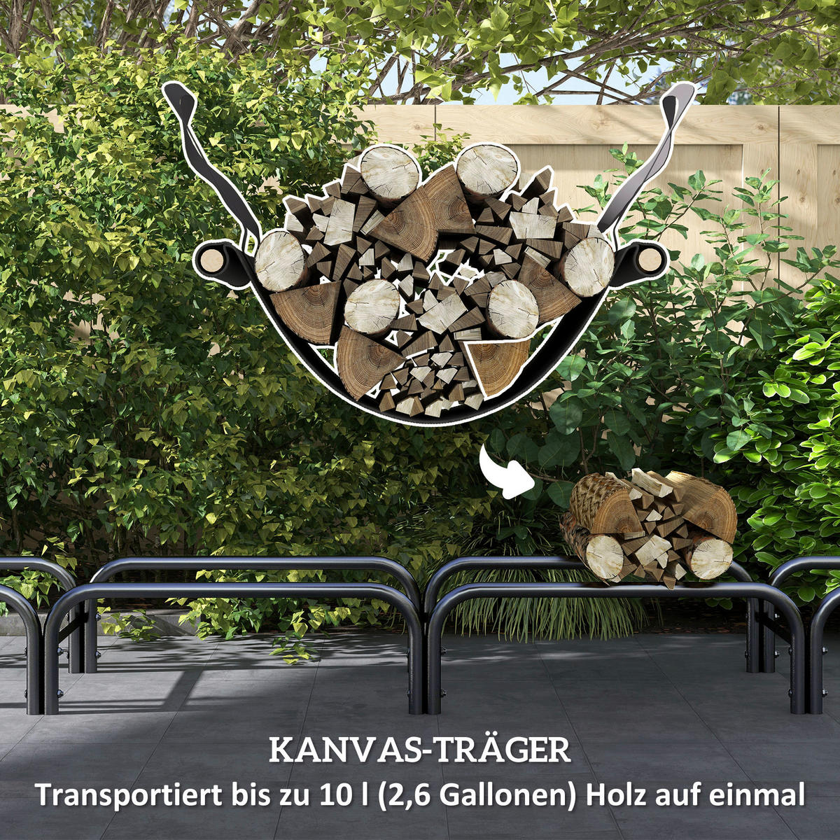 Outsunny Kaminholzregal schwarz B/H/L: ca. 36x99x240 cm Kaminholzregal - schwarz (240,00/36,00/99,00cm) - Outsunny