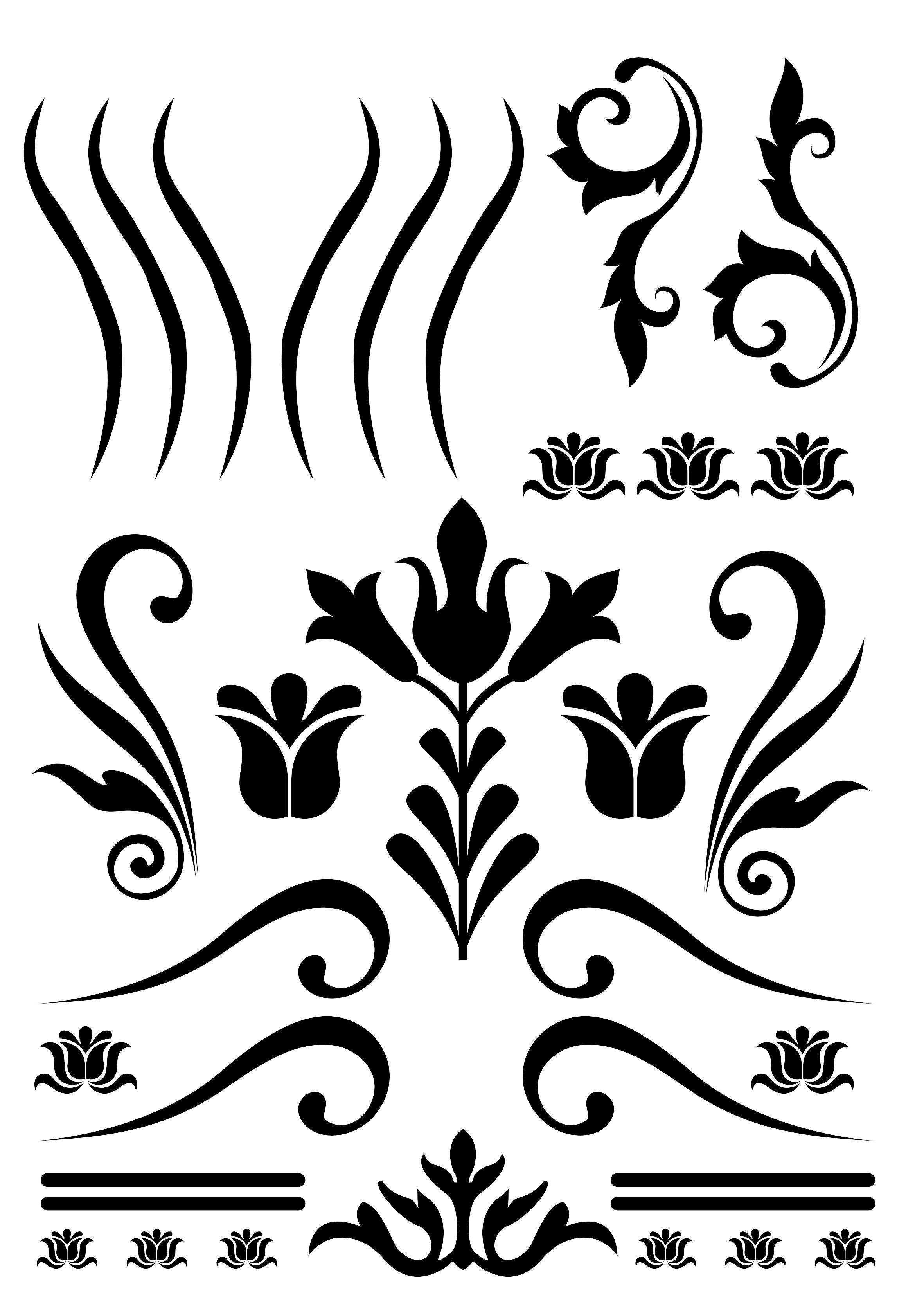 Dekosticker Ornament schwarz B/L: ca. 50x70 cm 2 tlg. Dekosticker Ornament Lilie - schwarz (50,00/70,00cm)