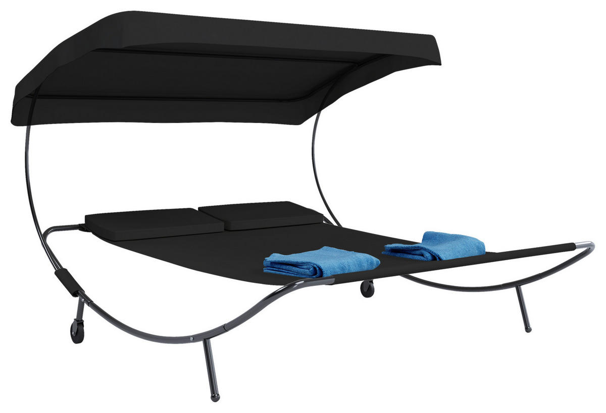VCM Doppelliege Bindox schwarz Kunststoff B/H/T: ca. 130x137x200 cm Bindox - schwarz (130,00/137,00/200,00cm) - VCM