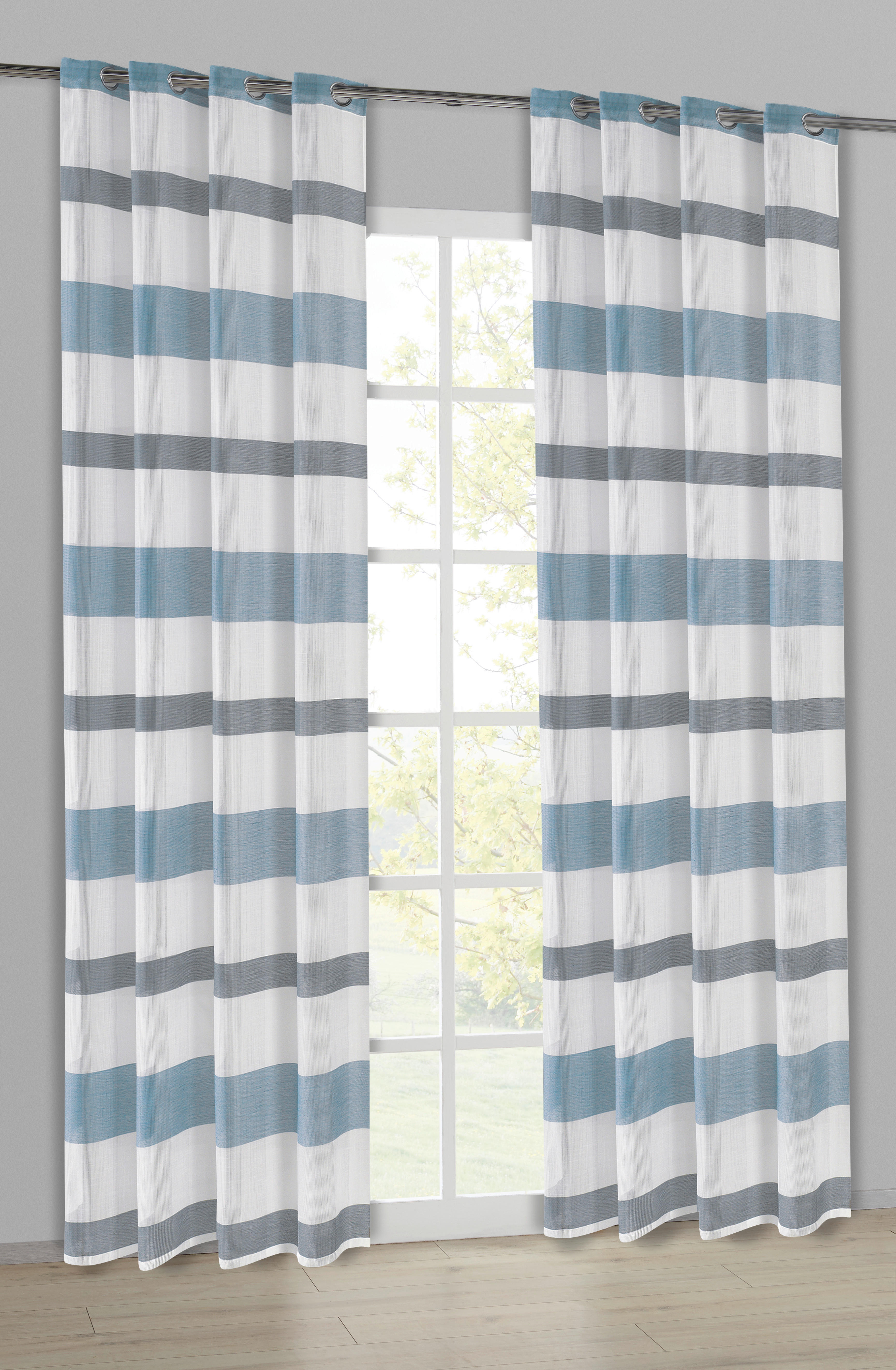 Ösenvorhang Caro blau B/L: ca. 140x245 cm Caro - blau (140,00/245,00cm)
