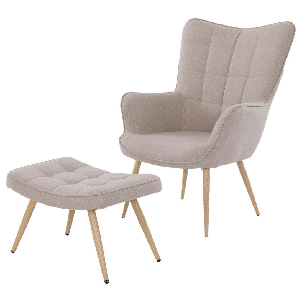 Thumbnail - byLIVING Sessel UTA sand natur Stoff Metall B/H/T: ca. 72x97x80 cm