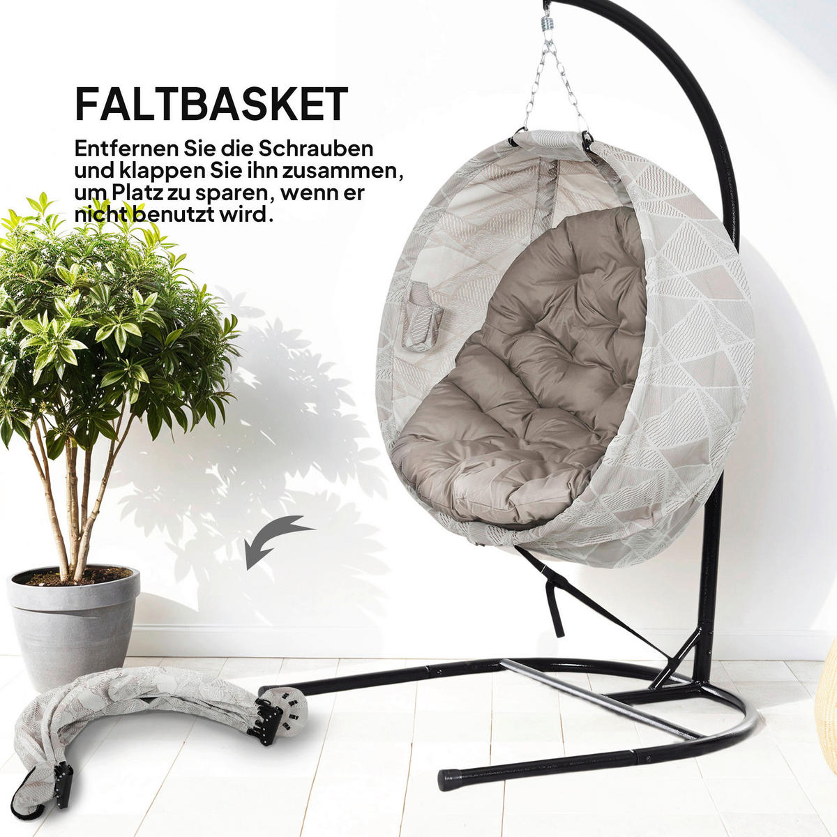 Outsunny Hängesessel sand Stahl B/H/L: ca. 106x178x114 cm Hängesessel - sand (114,00/106,00/178,00cm) - Outsunny