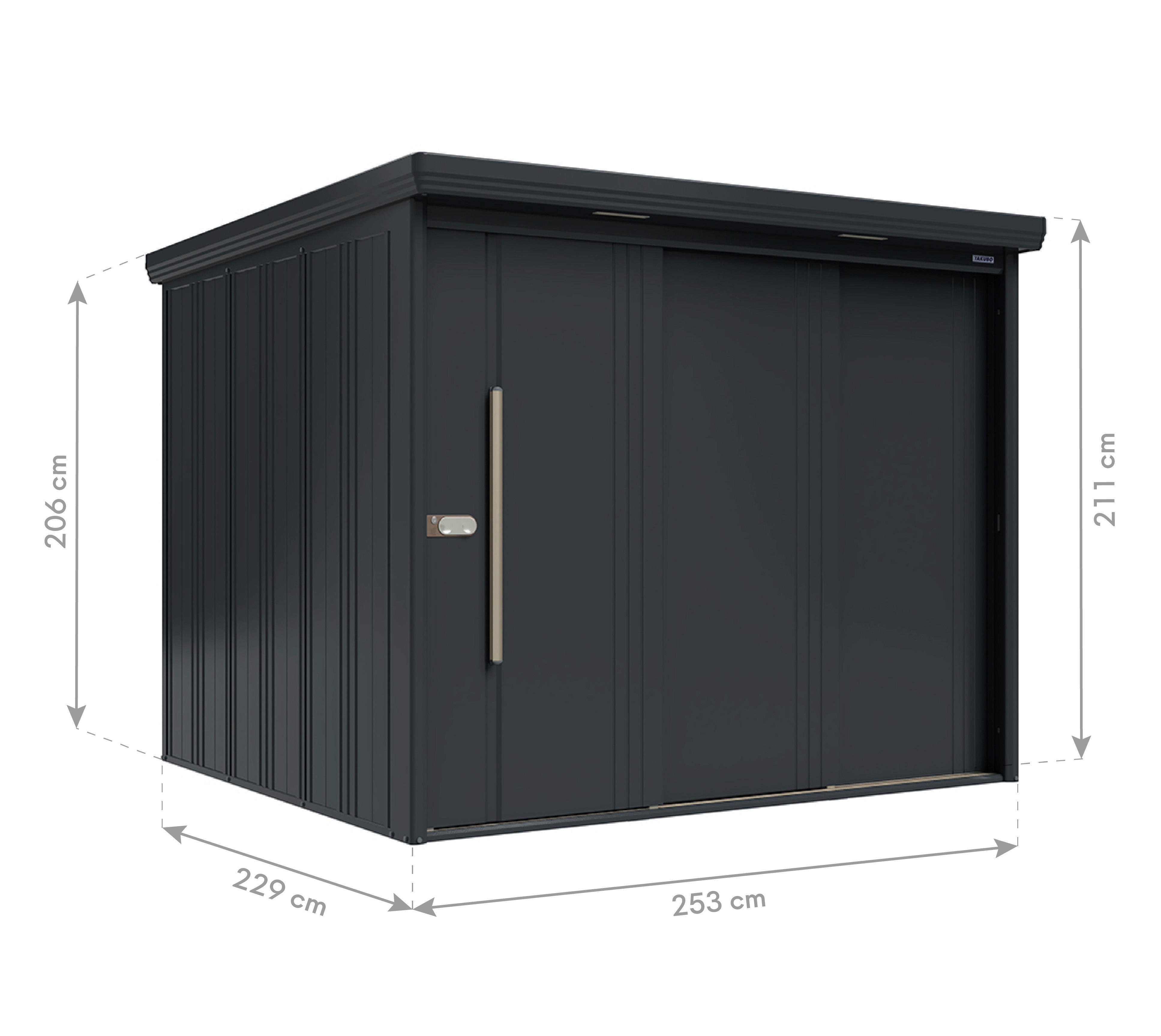 Takubo Gerätehaus Casa anthrazit B/H/L: ca. 253x211x229 cm Casa - anthrazit (229,00/253,00/211,00cm) - Takubo