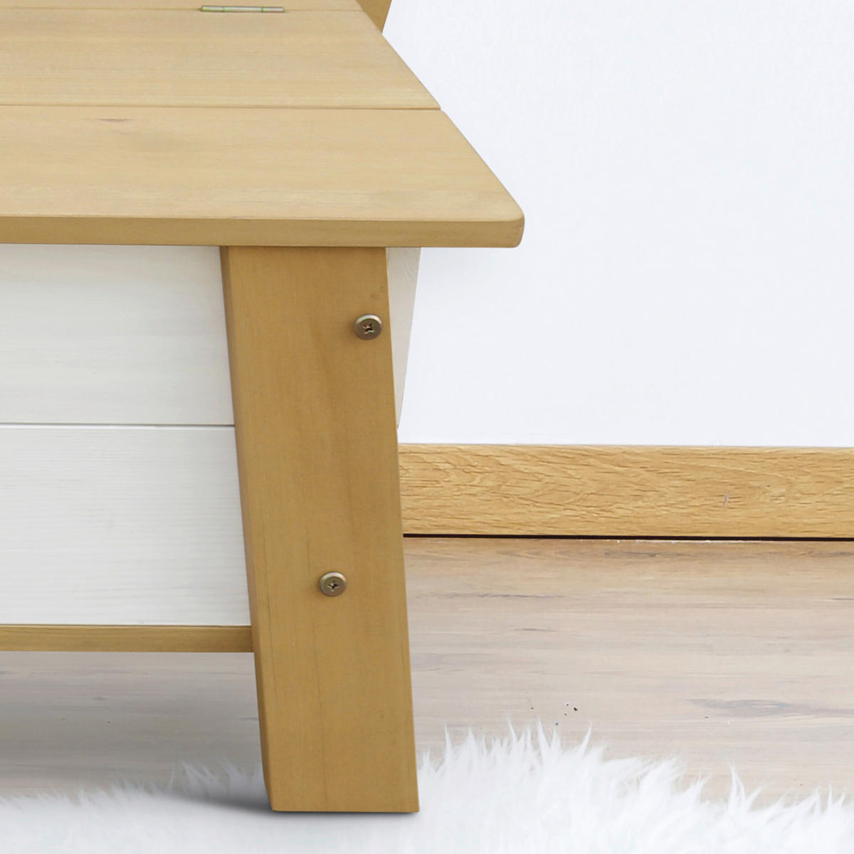 AXI Aufbewahrungsbank braun Holz B/H/L: ca. 116x84x37 cm Aufbewahrungsbank - braun/weiß (37,00/116,00/84,00cm) - AXI