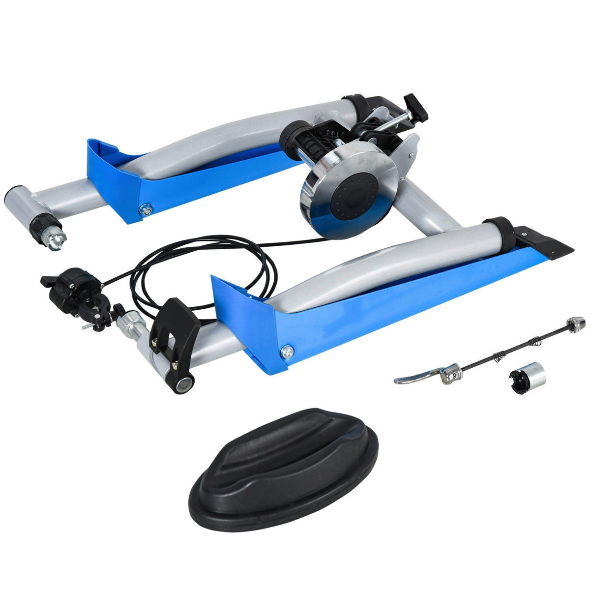 HOMCOM Fahrradtrainer blau Kunststoff B/H/L: ca. 77x47,5x56 cm Fahrradtrainer - blau/silber (56,00/77,00/47,50cm) - HOMCOM