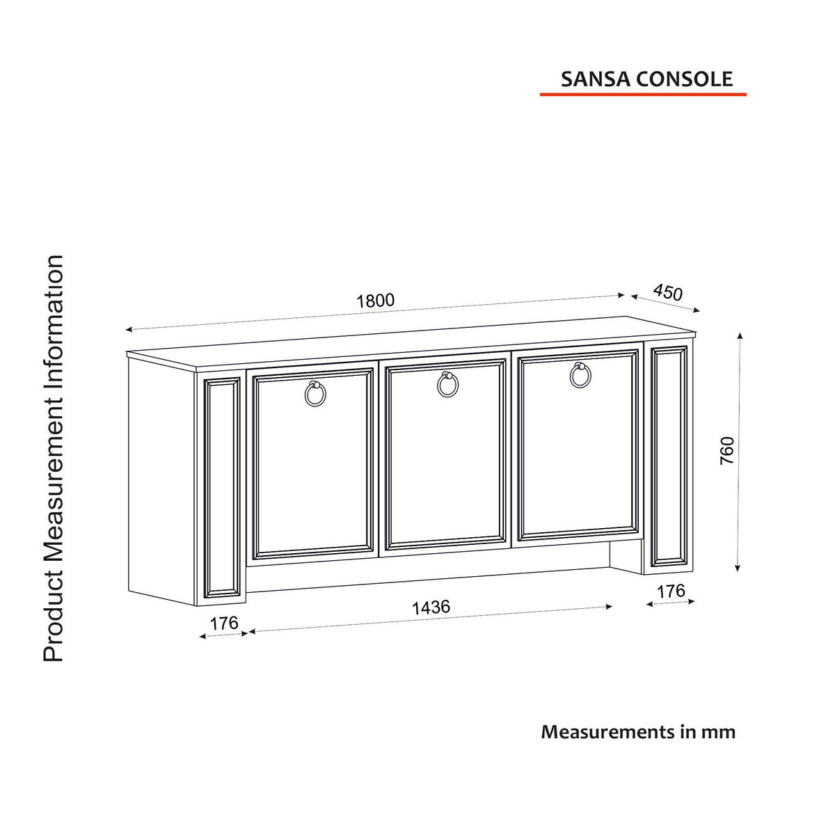 Sideboard Sansa weiß walnuss Nachbildung B/H/T: ca. 180x76x45 cm Sansa - weiß/walnuss (180,00/76,00/45,00cm) - moebel17