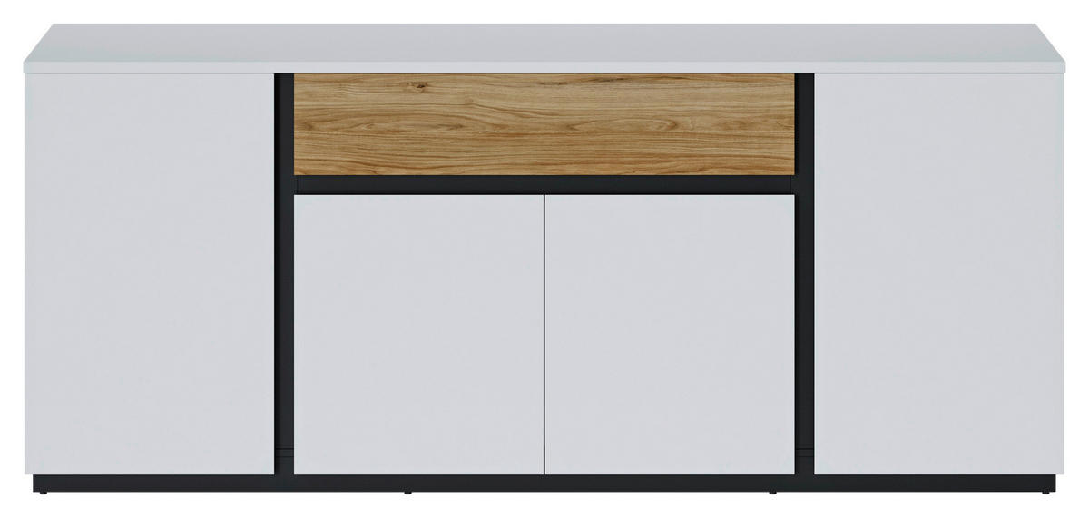 Sideboard Novena weiß Eiche Catania Nachbildung schwarz matt B/H/T: ca. 209x87x40 cm Novena - weiß/schwarz (209,00/87,00/40,00cm)