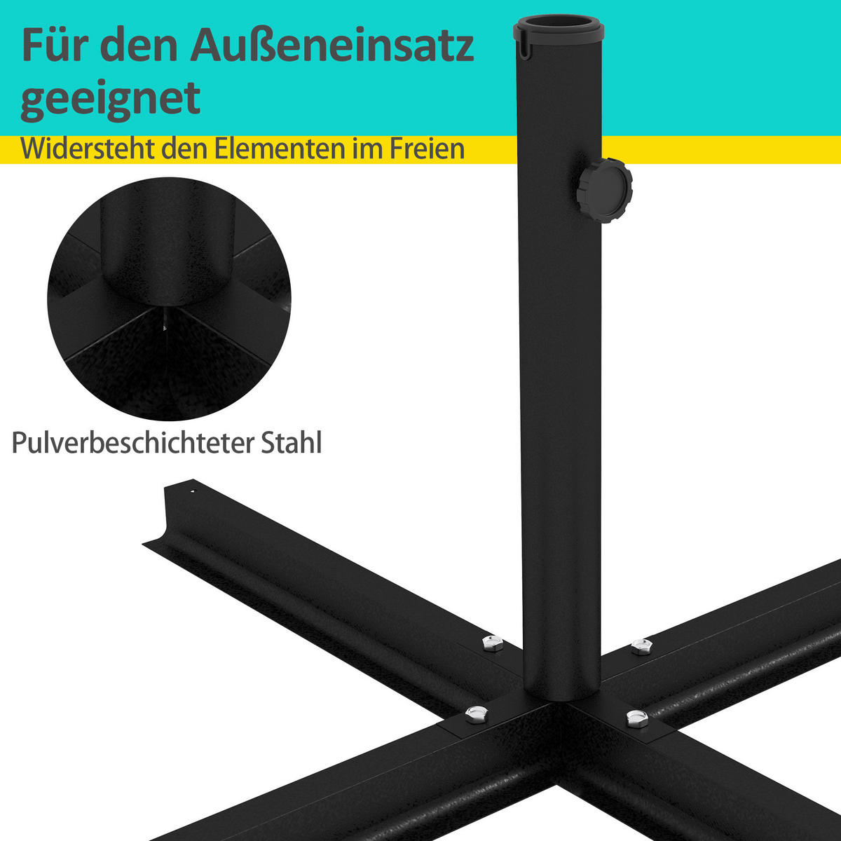 Outsunny Schirmständer schwarz Polypropylen B/H/L: ca. 100x100x75 cm Sonnenschirmständer - schwarz (75,00/100,00/100,00cm) - Outsunny