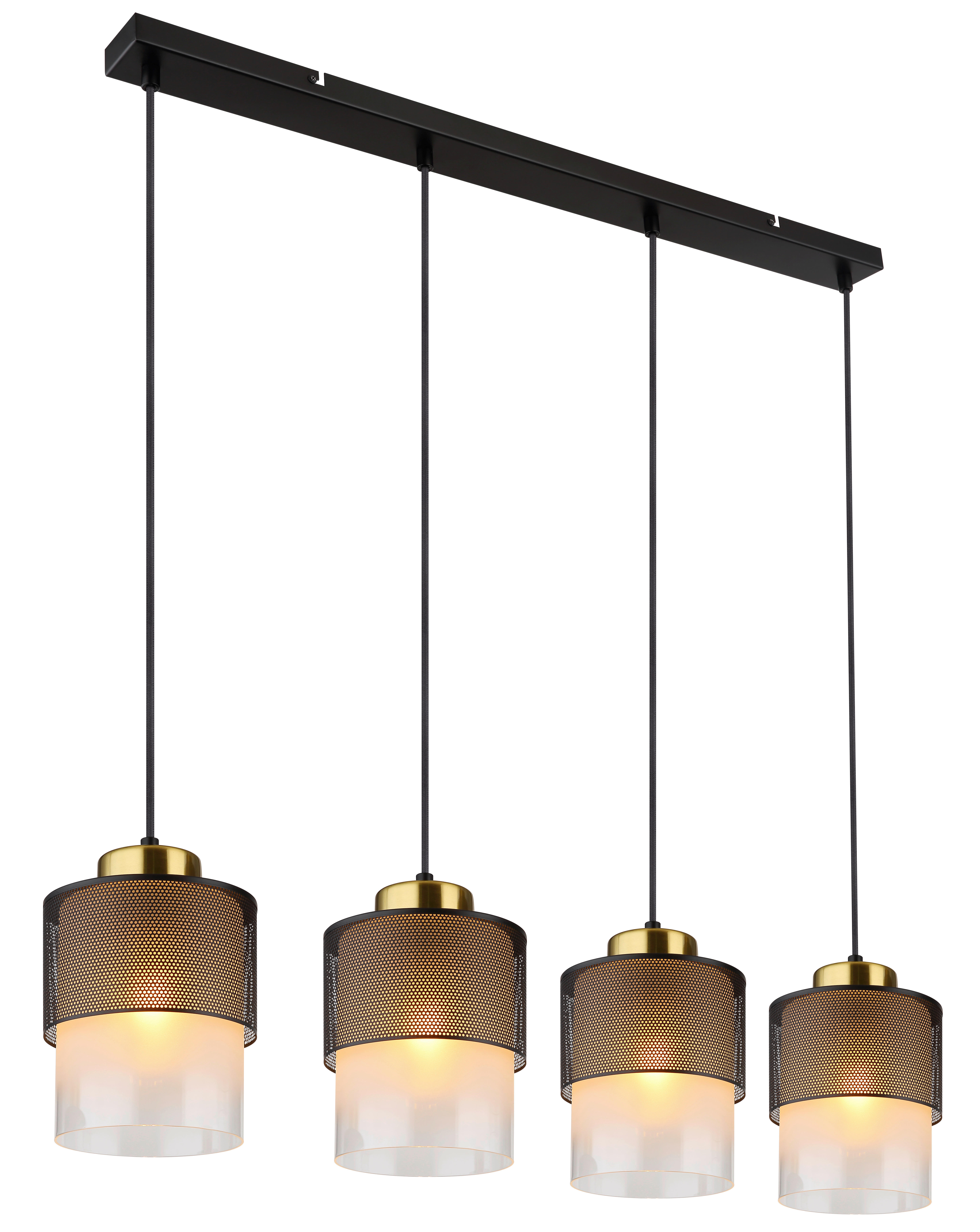 GLOBO Pendelleuchte klar schwarz Metall B/H/T: ca. 16x120x91 cm E27 4 Brennstellen OLGA - klar/schwarz (16,00/120,00/91,00cm) - GLOBO