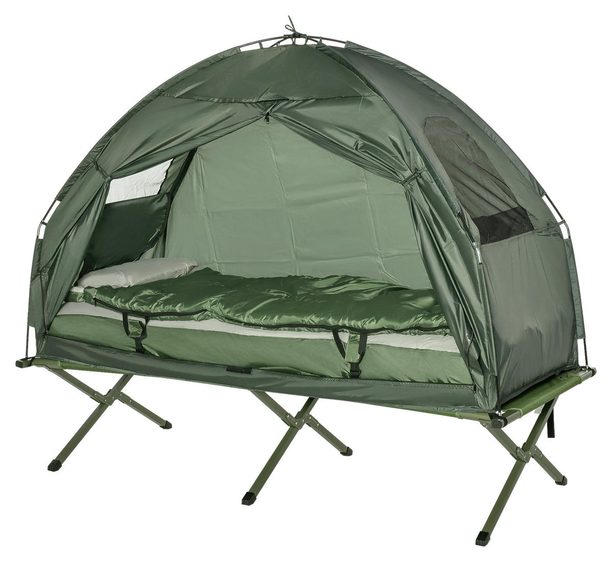 Outsunny Campingbett dunkelgrün Polyester-Mischgewebe B/H/L: ca. 78x118x193 cm Campingbett_4_in_1_Set - dunkelgrün (193,00/78,00/118,00cm) - Outsunny