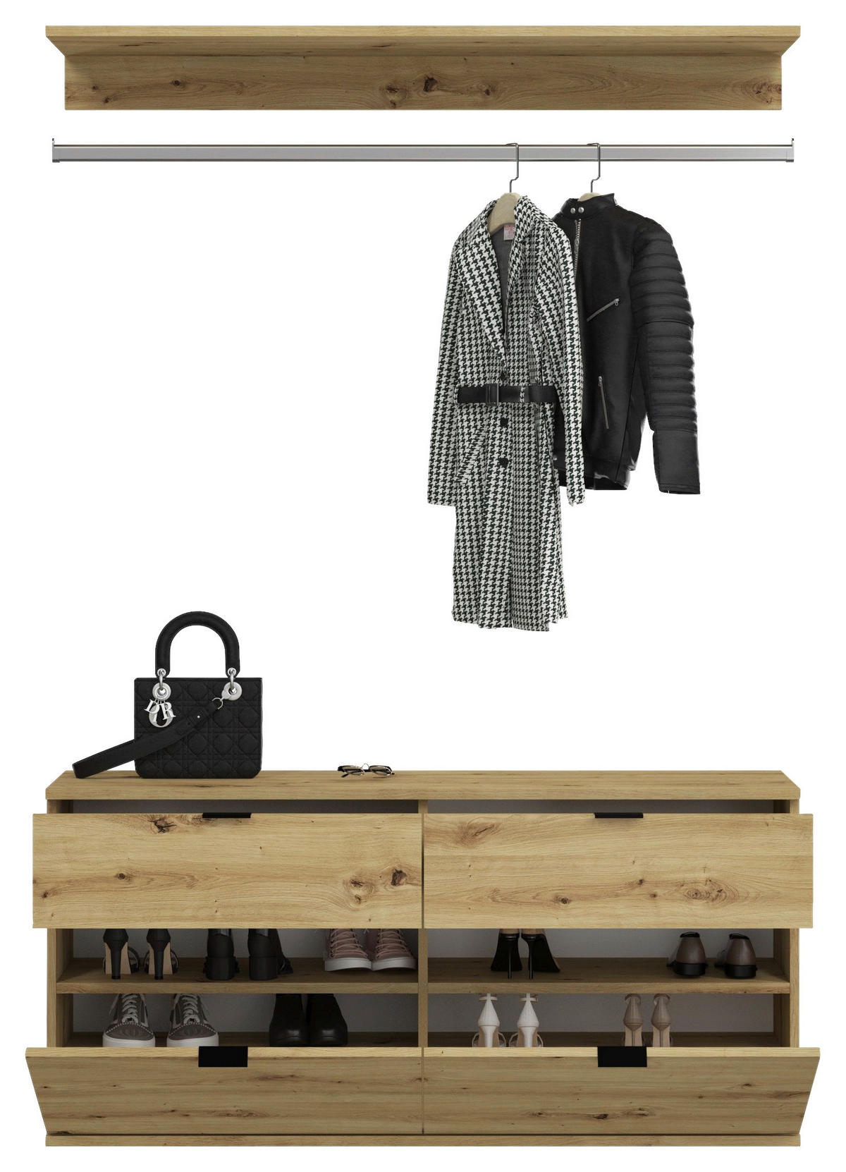 Garderobe PROJEKT Eiche Artisan Nachbildung B/H/T: ca. 212x193x34 cm PROJEKT - Eiche (212,00/193,00/34,00cm) - xonox.home