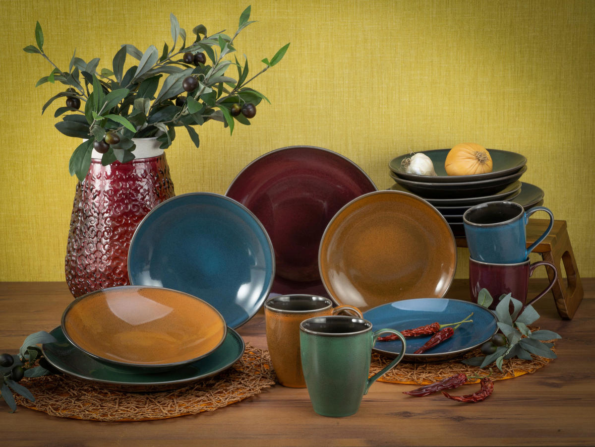 CreaTable Kombiservice Marrakesch multicolor Steinzeug 16 tlg. Marrakesch - multicolor - CreaTable