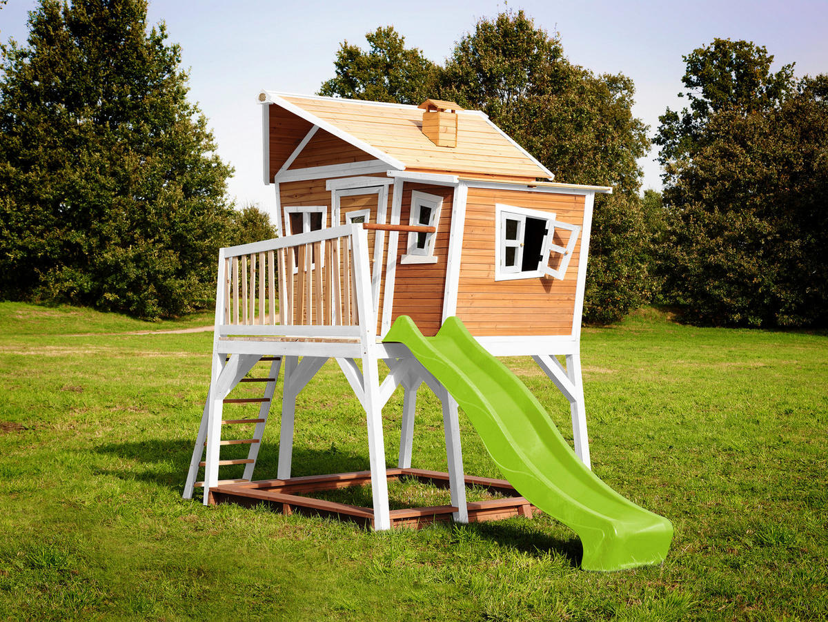 AXI Spielhaus Max braun B/H/L: ca. 432x288x193 cm Max - braun/weiß (193,00/432,00/288,00cm) - AXI