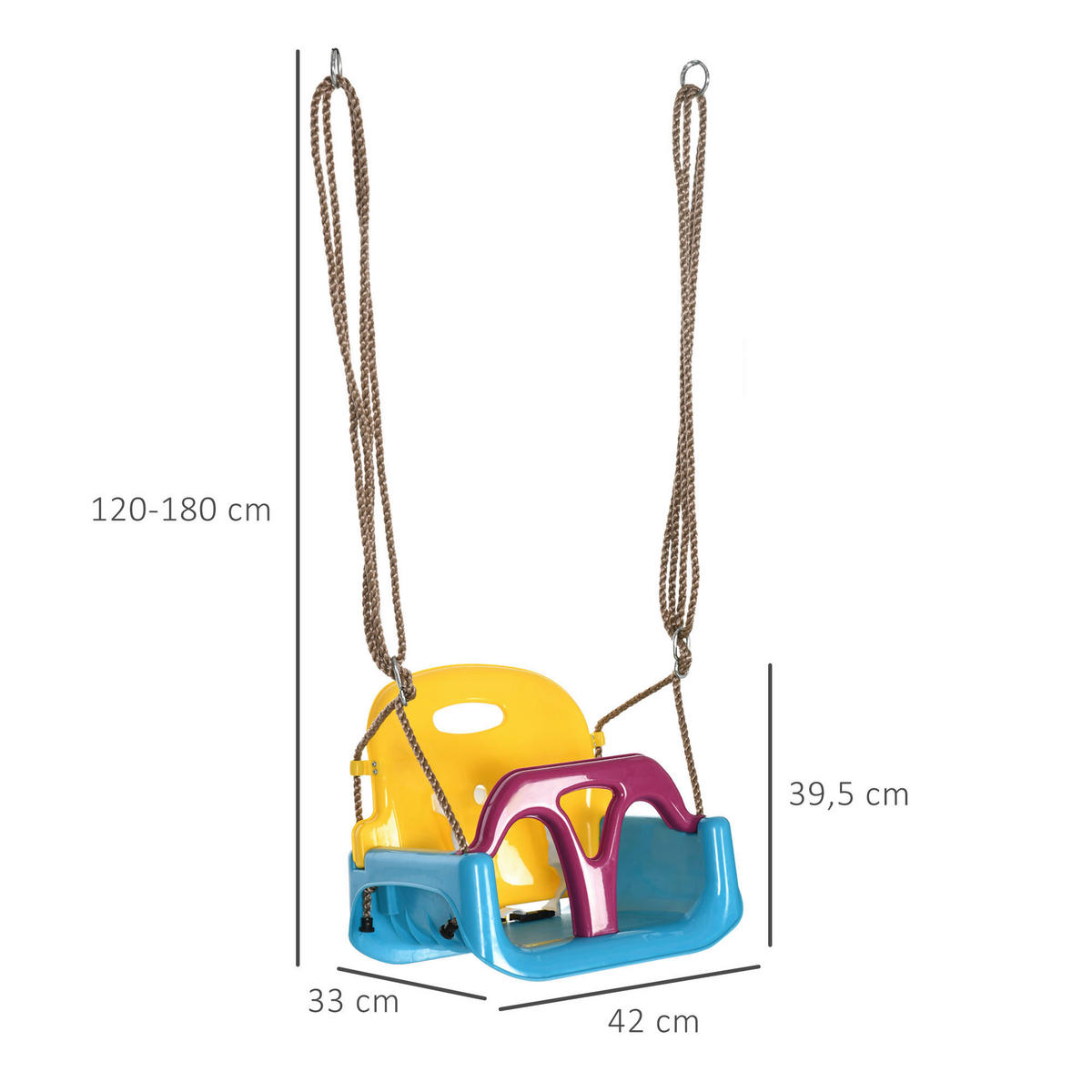 Outsunny Schaukel blau B/H/L: ca. 33x42x180 cm Kinderschaukel - lila/blau (180,00/33,00/42,00cm) - Outsunny