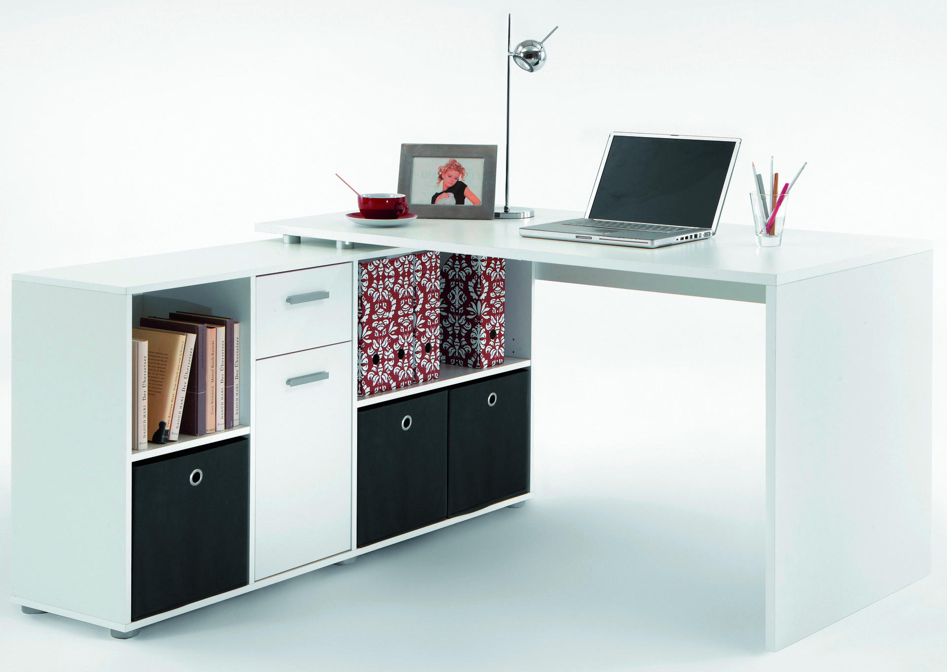 Schreibtisch  weiß B/H/T: ca. 136x74x66,5 cm Lexo_Schreibtisch 353-001 - weiß (136,00/74,00/66,50cm)