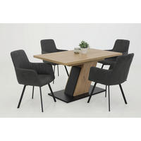 Essgruppe Gesa II Eiche anthrazit Holzwerkstoff B/H/T: ca. 180x76x90 cm Gesa II - Eiche/anthrazit (180,00/76,00/90,00cm) - Hela