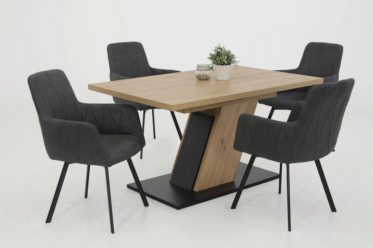 Essgruppe Gesa II Eiche anthrazit Holzwerkstoff B/H/T: ca. 180x76x90 cm Gesa II - Eiche/anthrazit (180,00/76,00/90,00cm) - Hela