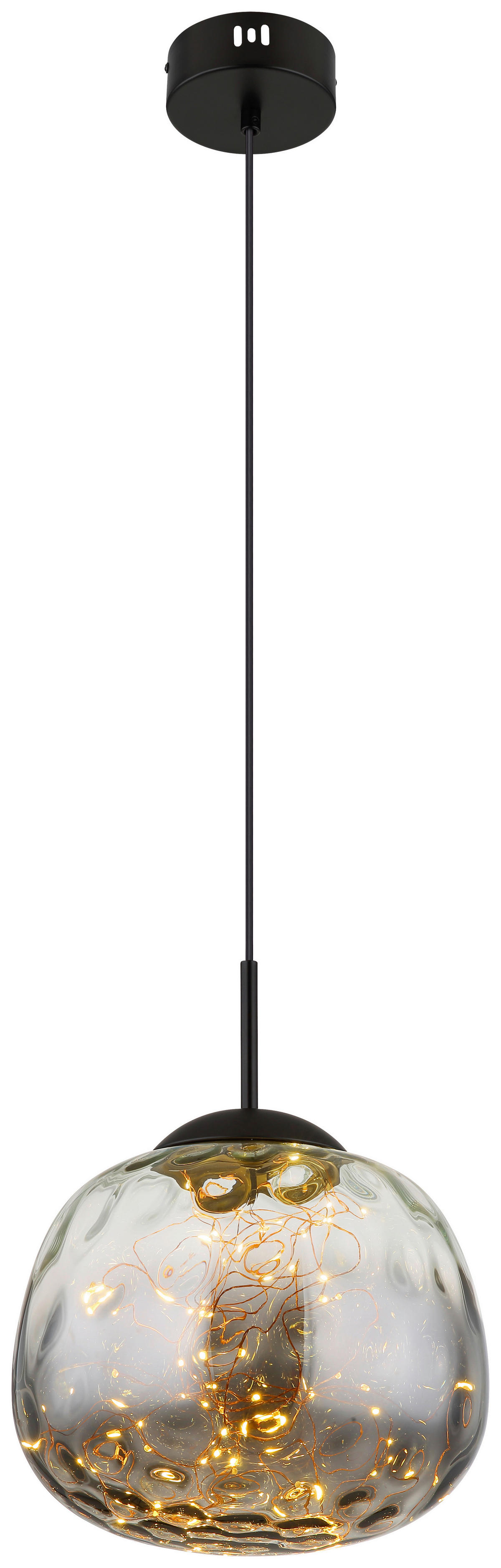 GLOBO LED-Pendelleuchte Firefly 15642 schwarz Metall Rauchglas D: ca. 30 cm Firefly - schwarz (30,00cm) - GLOBO