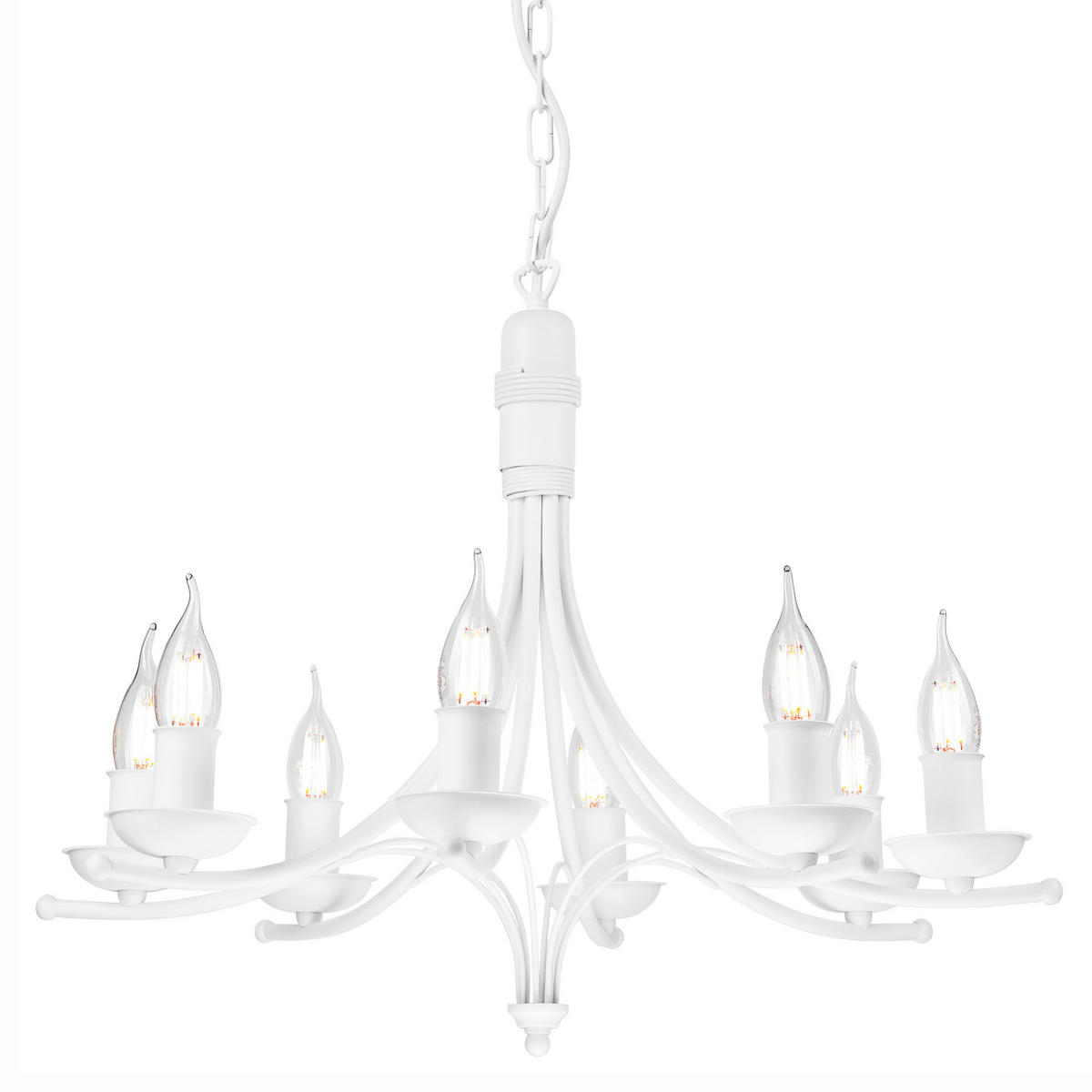 Lamkur Pendelleuchte LUCY 44187 weiß Stahl H/L: ca. 100x58 cm E14 8 Brennstellen Lucy - weiß (58,00cm) - Lamkur