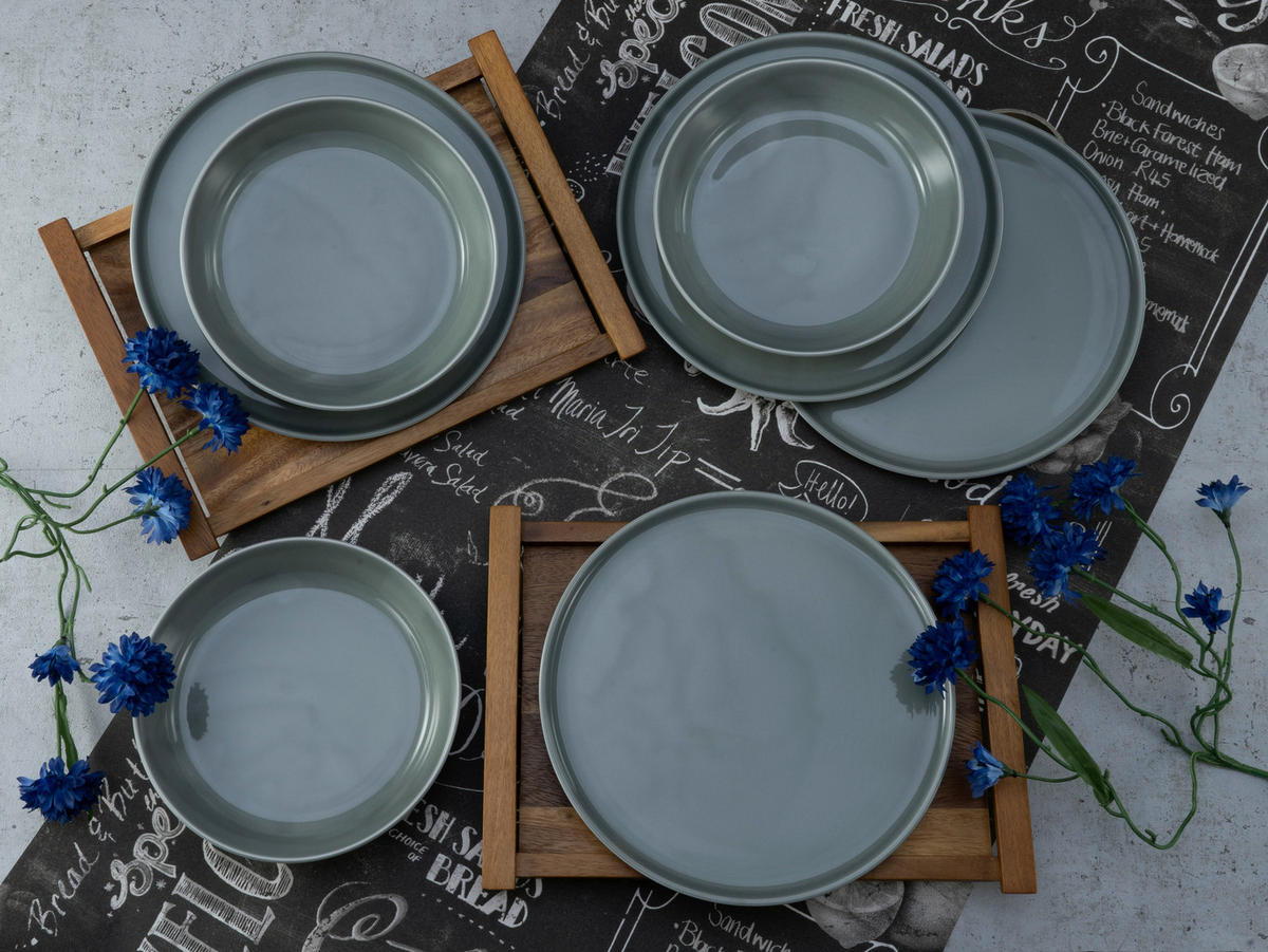 CreaTable Tafelservice Chef Collection grau Porzellan 12 tlg. Chef Collection - grau - CreaTable