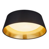 Reality LED-Deckenleuchte R62871279 schwarz gold Stoff Kunststoff H/D: ca. 12x34 cm LED-Deckenleuchte_Ponts - gold/schwarz (34,00/12,00cm) - Reality