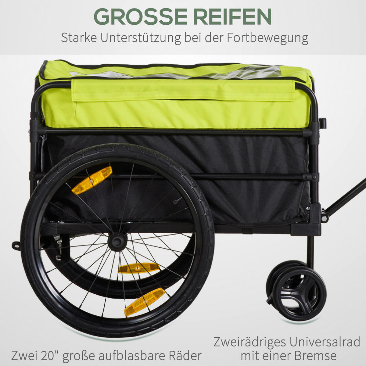 HOMCOM Fahrradanhänger gelb gelb B/H/L: ca. 64x103x130 cm Fahrradanhänger - gelb/schwarz (130,00/64,00/103,00cm) - HOMCOM