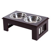 PawHut Futternapferhöhung dunkelbraun MDF B/H/T: ca. 44x15x24 cm Futternapferhöhung - dunkelbraun (44,00/15,00/24,00cm) - PawHut