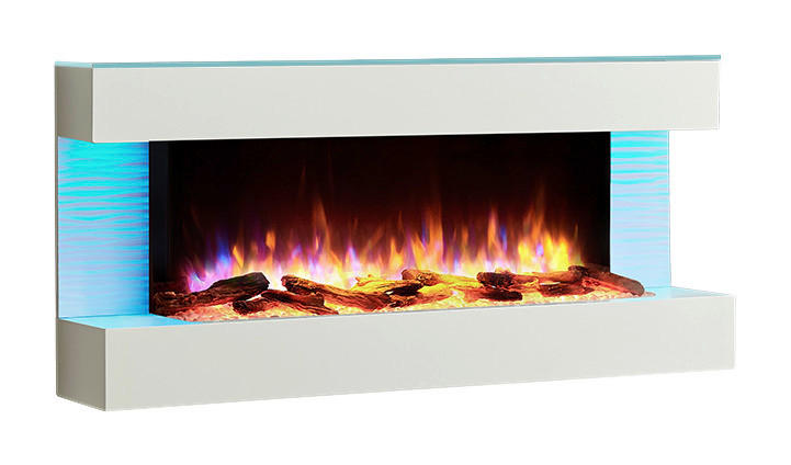 Balderia Wandkamin Helia weiß MDF B/H/T: ca. 127x60x25 cm Elekt.-Kamin Helia EF197A-MT197D - weiß (127,00/60,00/25,00cm) - Balderia