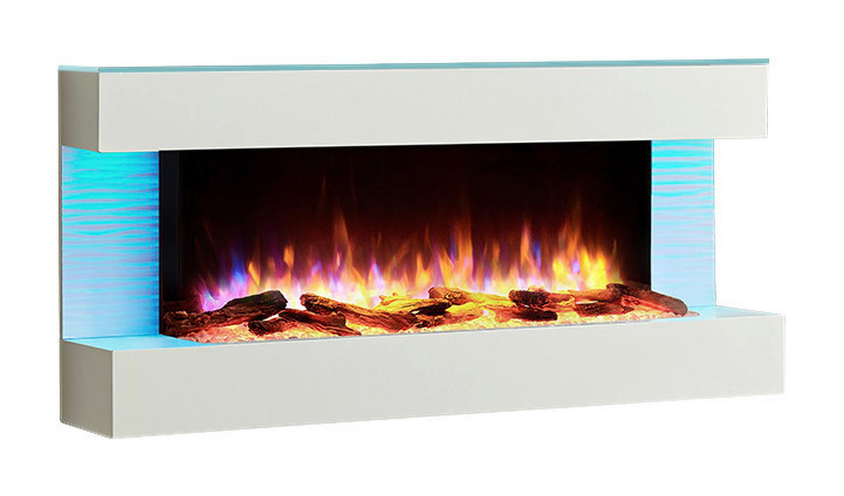 Balderia Wandkamin Helia weiß MDF B/H/T: ca. 127x60x25 cm Elekt.-Kamin Helia EF197A-MT197D - weiß (127,00/60,00/25,00cm) - Balderia