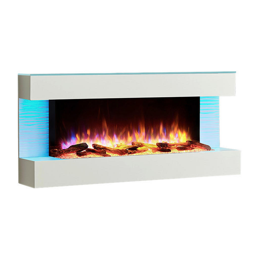 Richen Elektrokamin Helia mit Heizung, LED-Beleuchtung, 3D-Flammeneffekt & Fernbedienung
