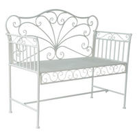 Outsunny Gartenbank weiß Metall B/H/T: ca. 114x94x50 cm Gartenbank_im_Vintage_Stil - weiß (114,00/94,00/50,00cm) - Outsunny