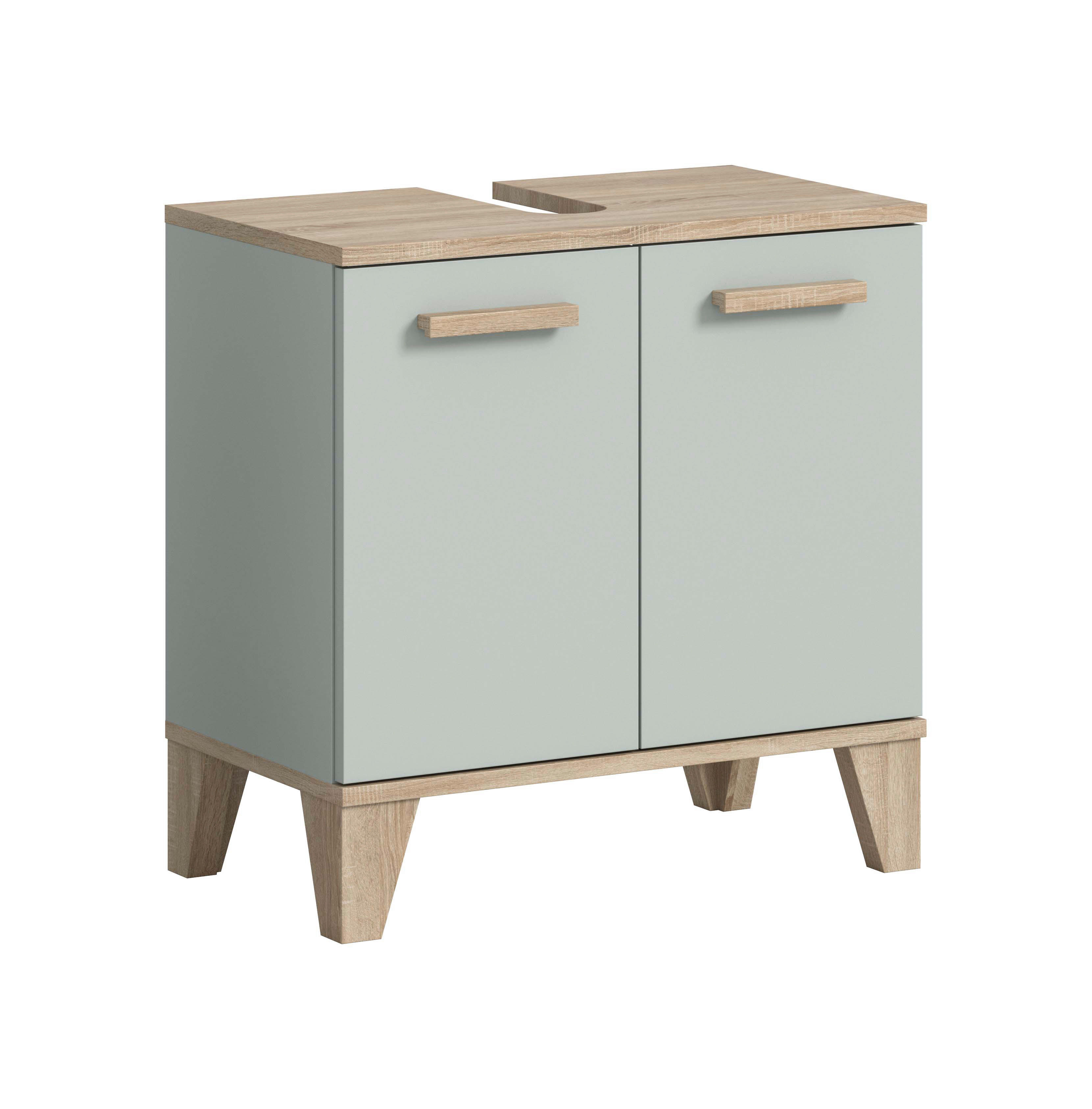 Waschbeckenunterschrank STAR hellgrün Eiche hell Nachbildung B/H/T: ca. 60x61x34 cm STAR - hellgrün (60,00/61,00/34,00cm) - xonox.home