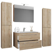 Waschplatz 5tlg-Badinos Eiche Sonoma Nachbildung B/H/T: ca. 80x50x46 cm 5tlg-Badinos - Eiche (80,00/50,00/46,00cm) - VCM Möbel