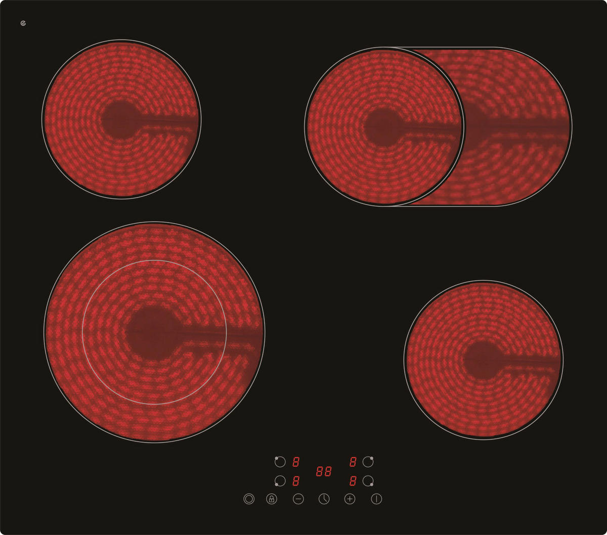 PKM-Möbel Glaskeramikkochfeld KF4-2KB G B/H/T: ca. 59x5x52 cm KF4-2KB G - (59,00/5,00/52,00cm) - PKM-Möbel