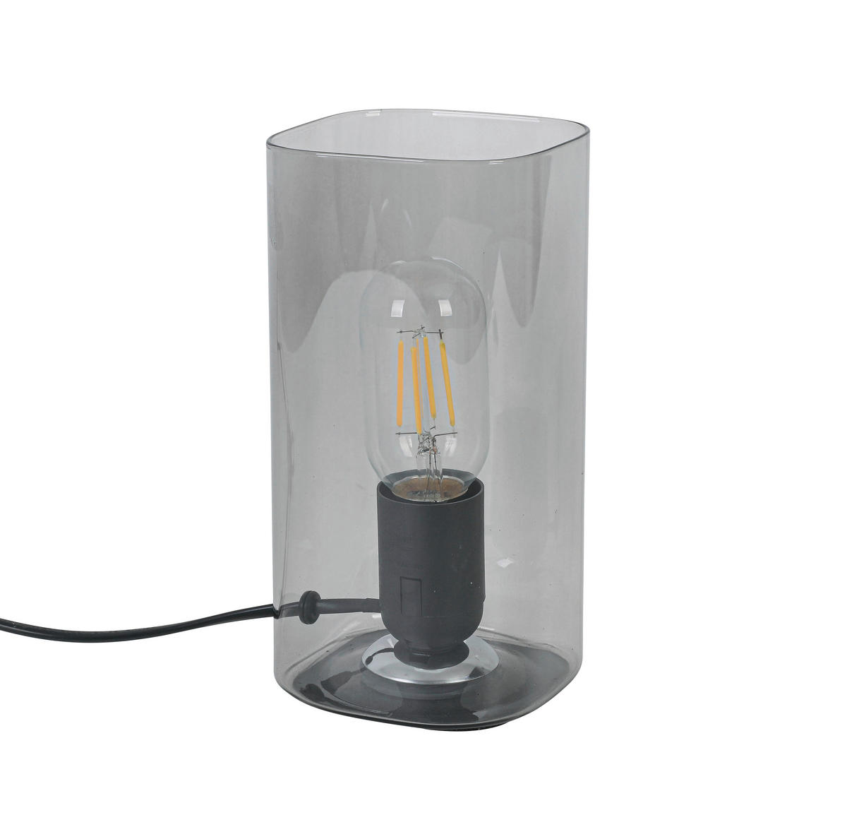 Nolo Tischleuchte Paige Rauch Glas B/H/L: ca. 9,5x20x9,5 cm E27 1 Brennstellen Paige - Rauch (9,50/9,50/20,00cm) - Nolo