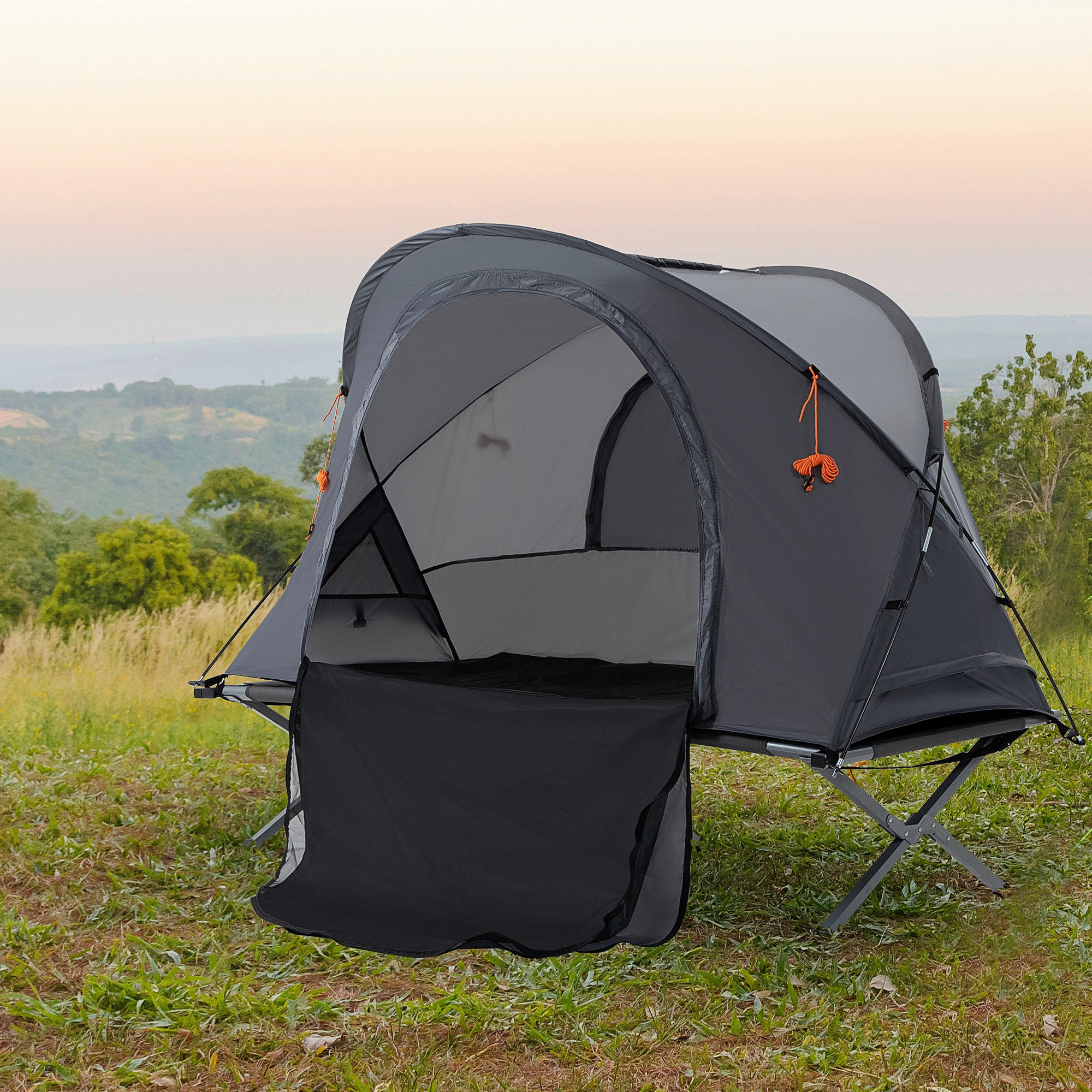Outsunny Campingartikel B/H/L: ca. 86x200x147 cm Feldbett - grau (147,00/86,00/200,00cm) - Outsunny