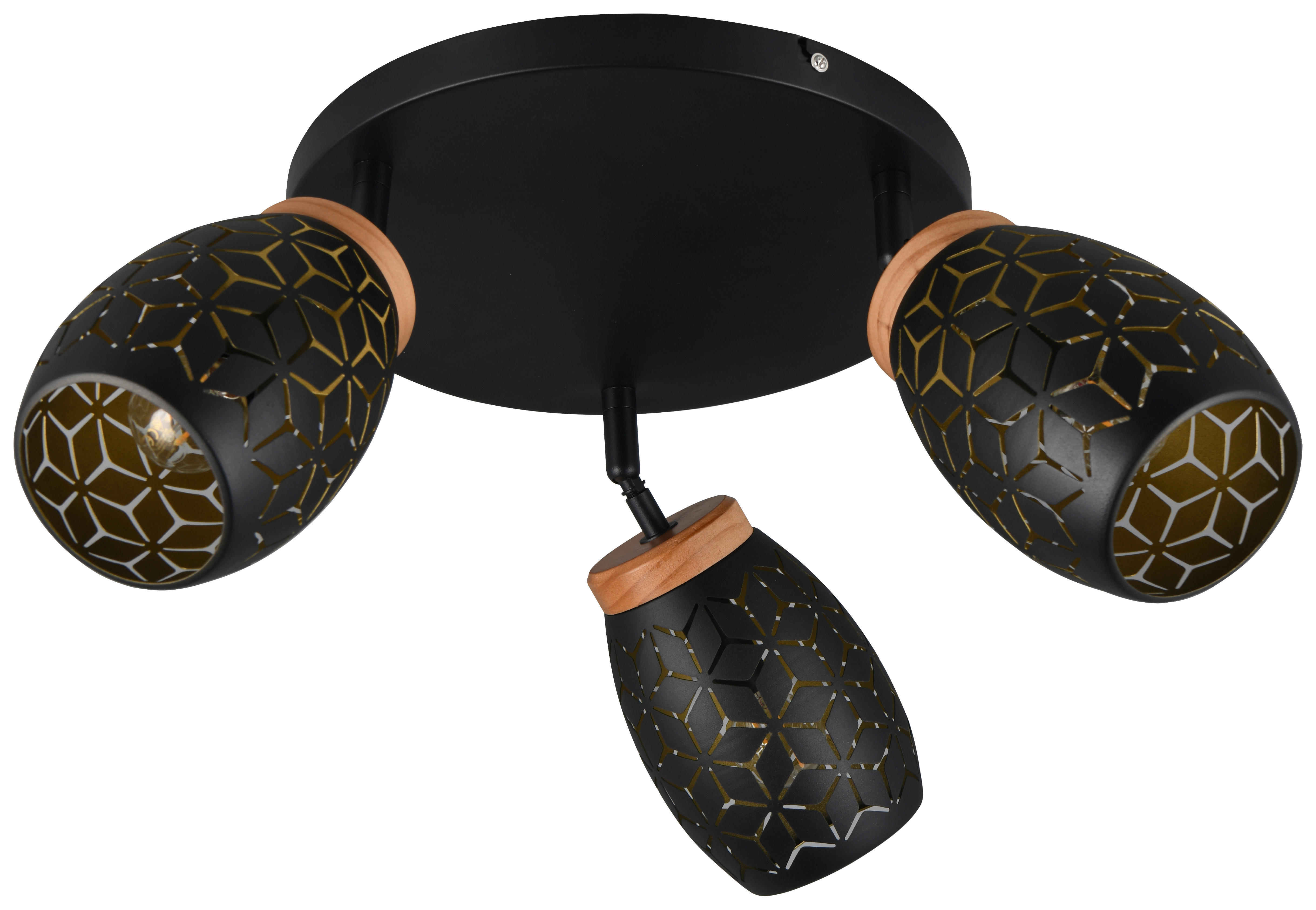 Reality Leuchten Spots schwarz gold Metall D: ca. 27 cm E14 3 Brennstellen Spot_Bidar_3 - gold/schwarz (27,00cm) - Reality Leuchten