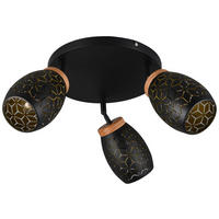 Reality Leuchten Spots schwarz gold Metall D: ca. 27 cm E14 3 Brennstellen Spot_Bidar_3 - gold/schwarz (27,00cm) - Reality Leuchten