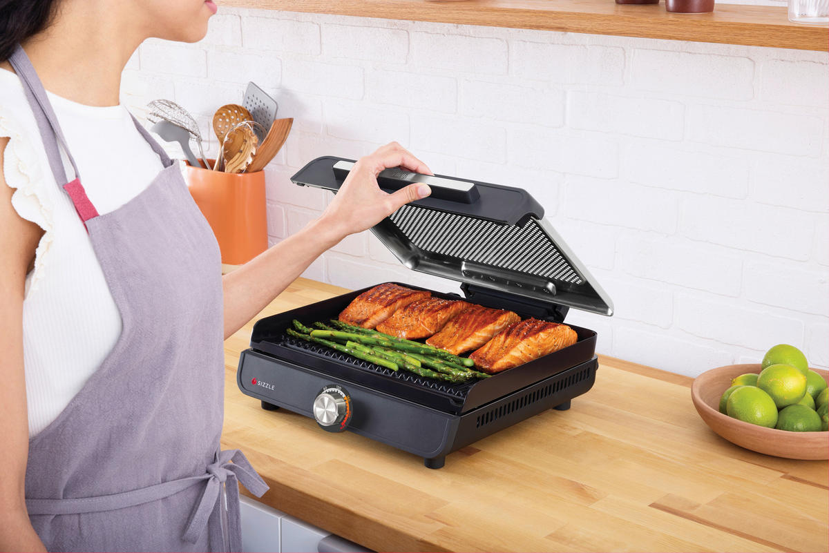 Ninja Grillplatte schwarz Edelstahl Aluminium B/H/L: ca. 7x13x37,5 cm Sizzle GR101EU - schwarz (37,50/7,00/13,00cm) - Ninja