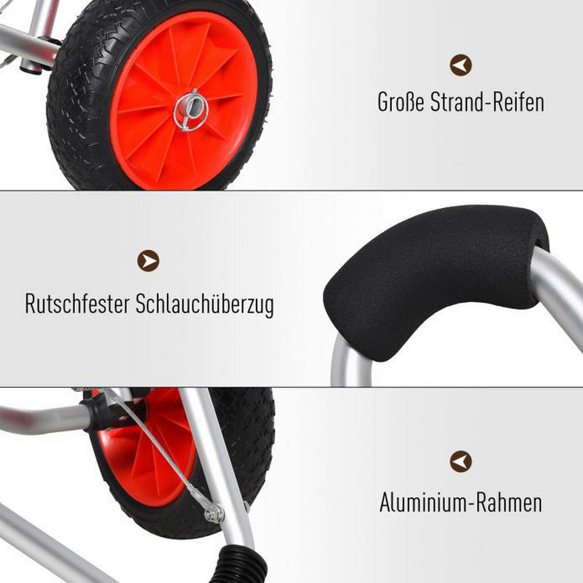 HOMCOM Bootswagen silber Aluminium B/H/L: ca. 43x46x75 cm Bootswagen - silber (75,00/43,00/46,00cm) - HOMCOM
