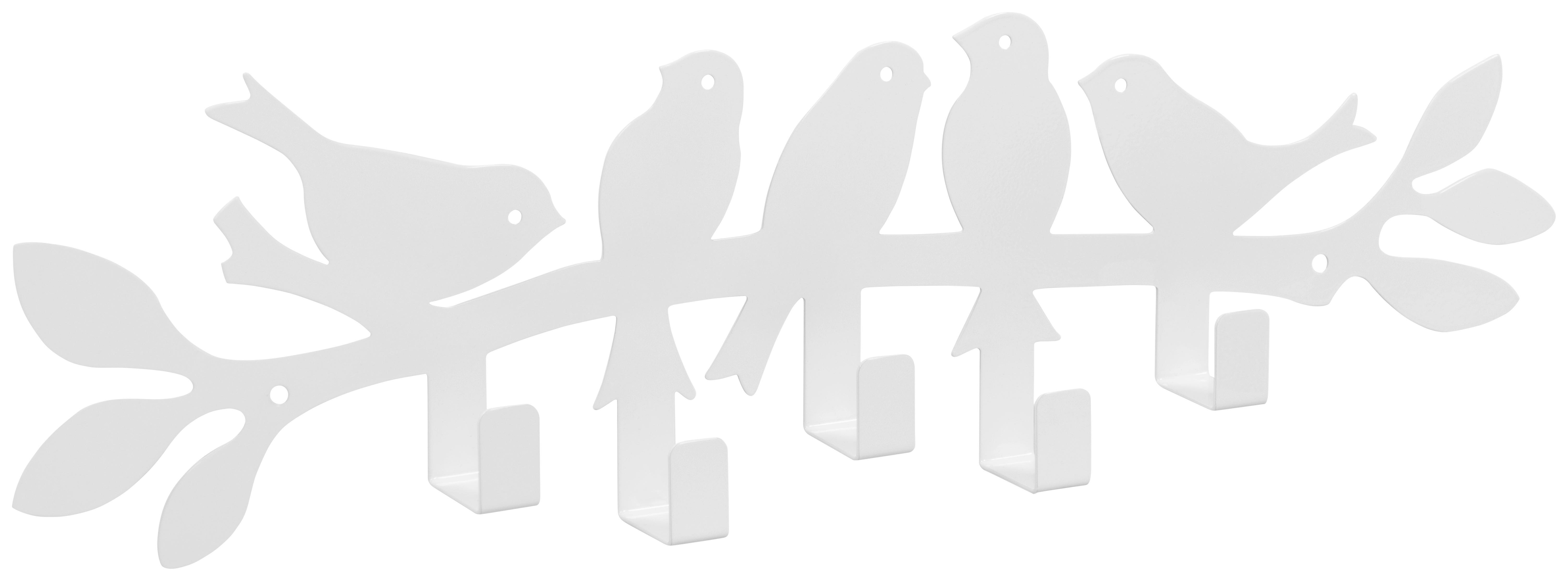 Garderobenleiste Birds weiß Metall B/H/T: ca. 48x14x4 cm Birds - weiß (48,00/14,00/4,00cm)