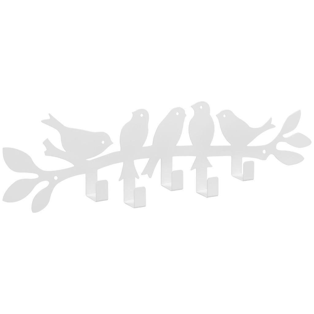 Thumbnail - Garderobenleiste Birds weiß Metall B/H/T: ca. 48x14x4 cm