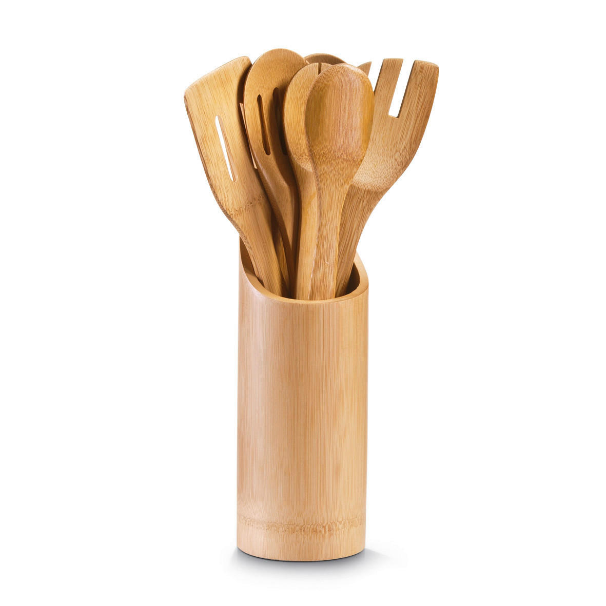 Zeller Küchenutensilienhalterset natur Bambus B/H/L: ca. 9x33x9 cm Küchenutensilienhalterset_7tlg. - natur (9,00/9,00/33,00cm) - Zeller