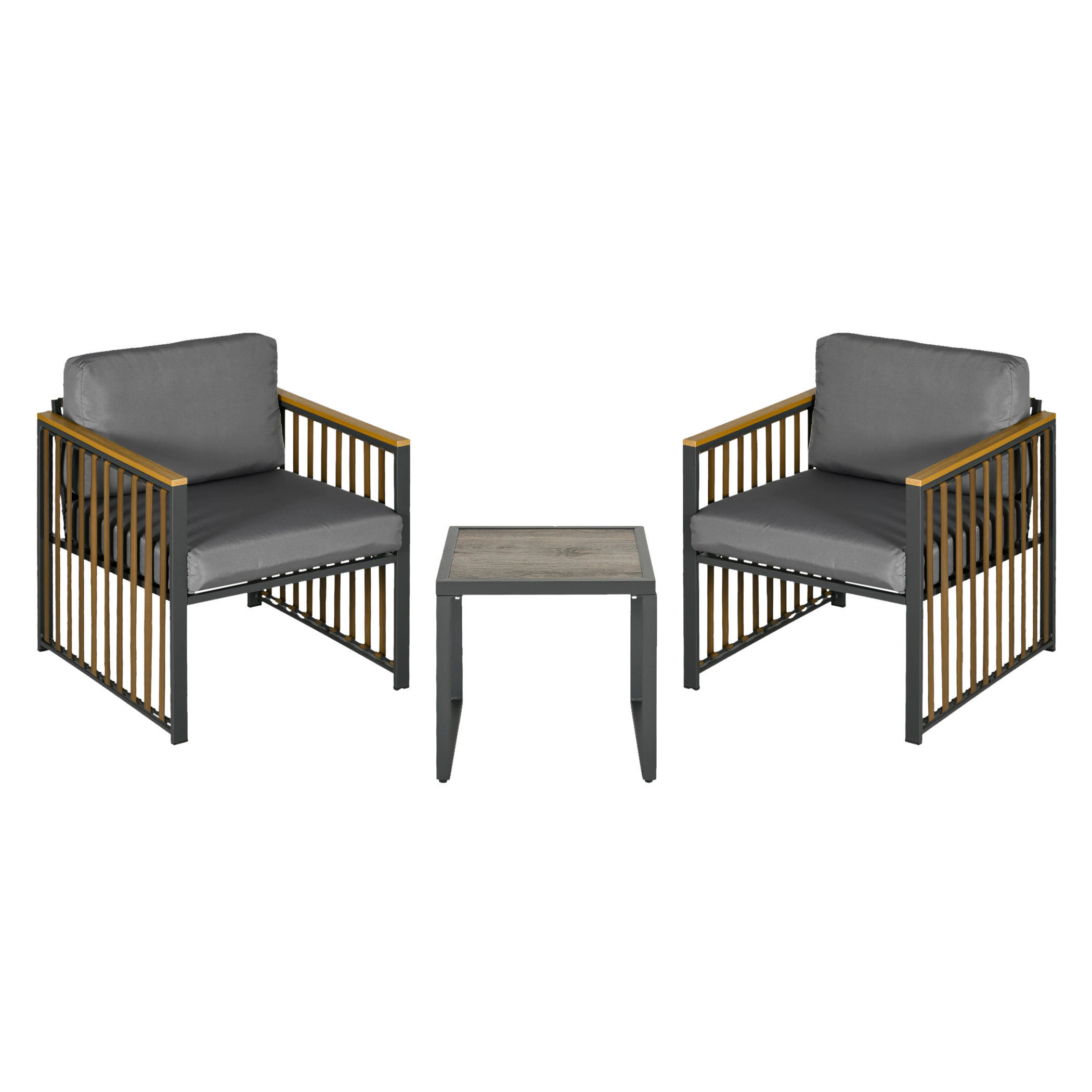 Outsunny Sitzgruppe grau Polyrattan B/H/L: ca. 68x66x68 cm Rattan-Gartenmöbelset - braun/grau (68,00/68,00/66,00cm) - Outsunny
