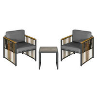Outsunny Sitzgruppe grau Polyrattan B/H/L: ca. 68x66x68 cm Rattan-Gartenmöbelset - braun/grau (68,00/68,00/66,00cm) - Outsunny