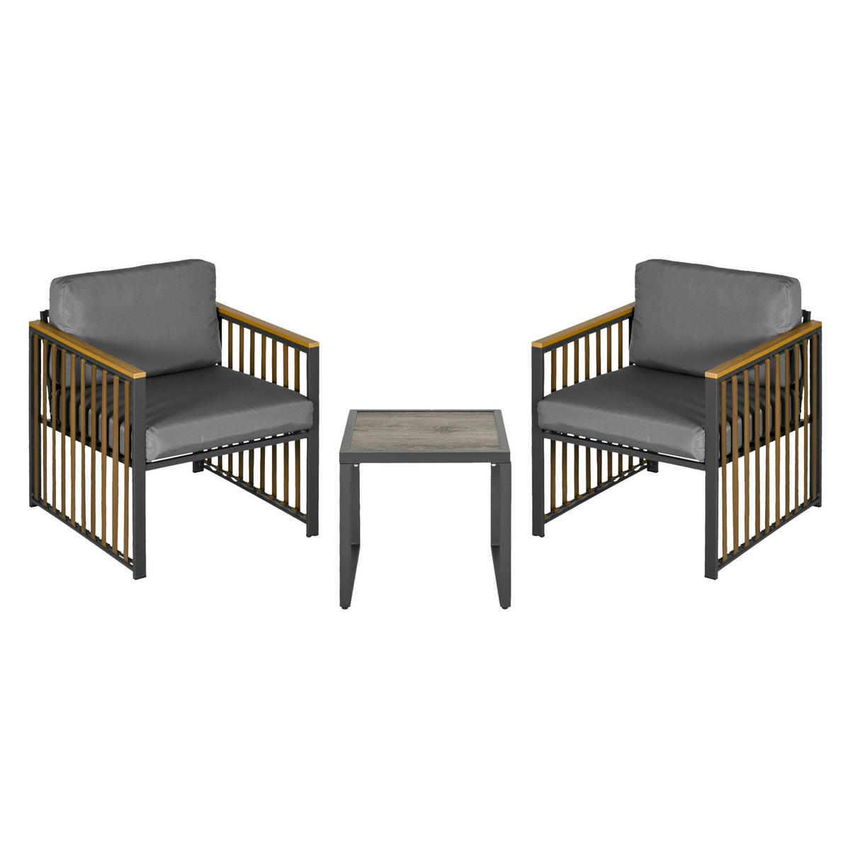 Outsunny Sitzgruppe grau Polyrattan B/H/L: ca. 68x66x68 cm Rattan-Gartenmöbelset - braun/grau (68,00/68,00/66,00cm) - Outsunny